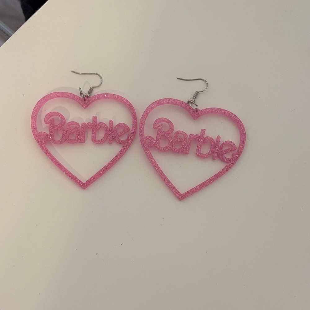 Pink Heart Barbie Earrings